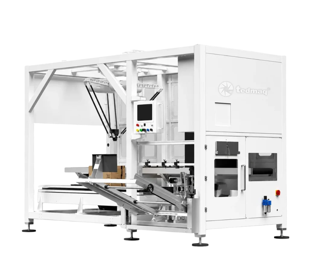 MÁQUINA EMPACADORA ROBÓTICA INTEGRADA CON FORMADORA DE CAJAS